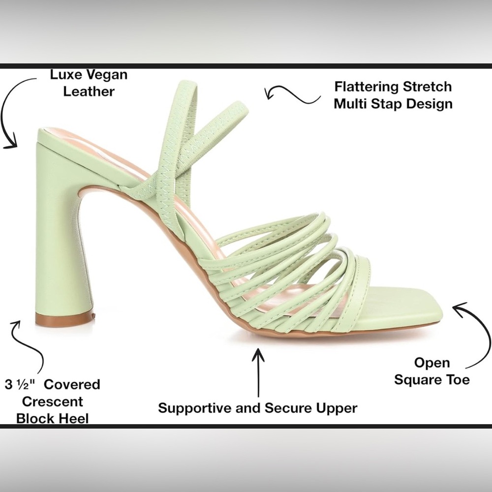Journee Womens Hera Open Square Toe High Block Heel Sandals🔥 SAGE SIZE 8.5🔥 - Picture 15 of 15